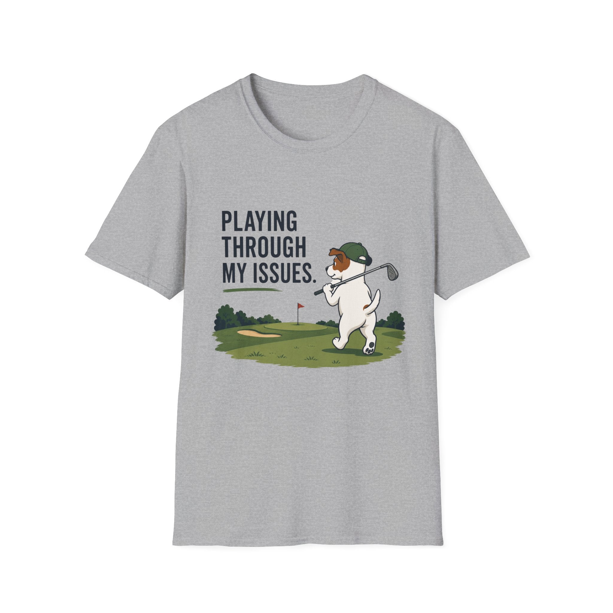 Golf Humor T-Shirt — "Playing Through My Issues" Funny Golfer Design
