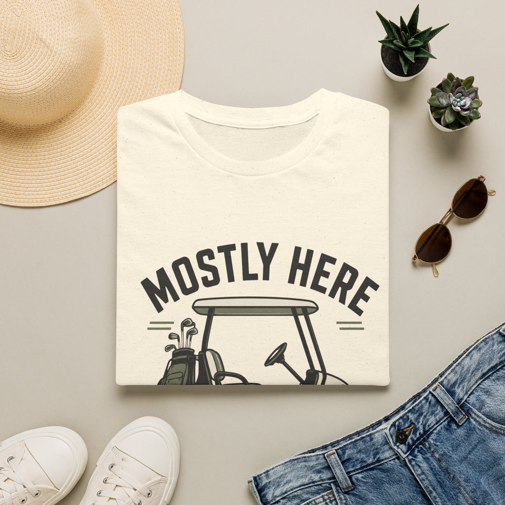 Golf Cart T-Shirt — "Mostly Here for the Cart" Casual Golf Graphic Tee