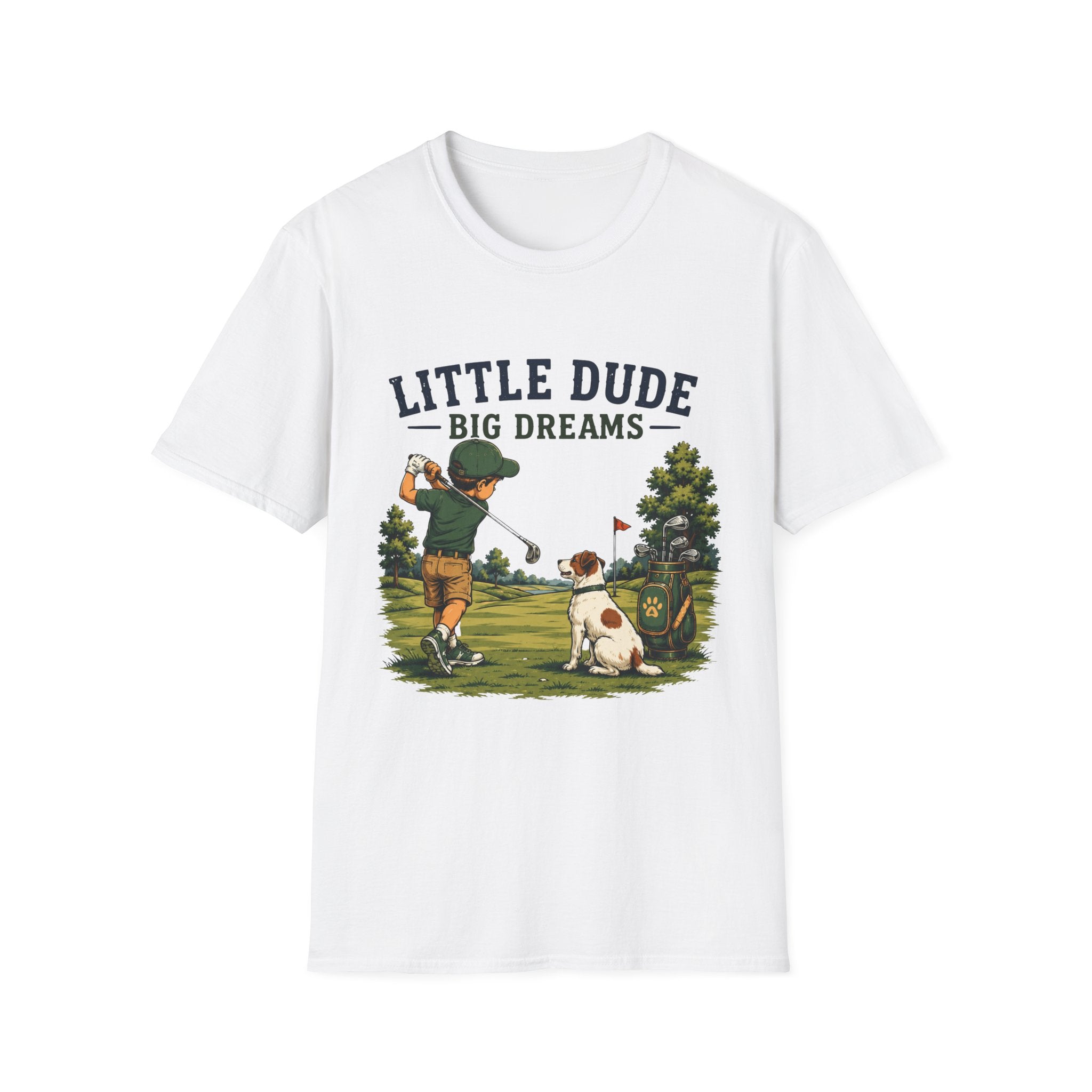 Little Dude Big Dreams T-Shirt — Kids Golf Vintage Design