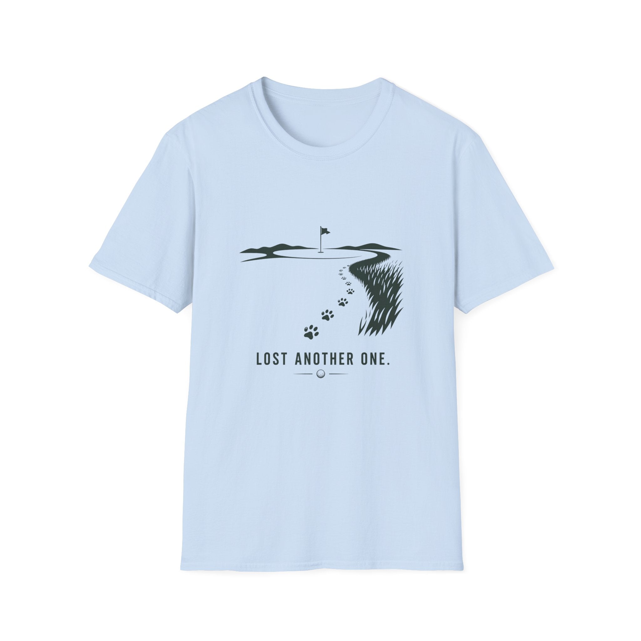 Golf Course Paw Prints T‑Shirt — 'Lost Another One' Pet Lover Golf Shirt