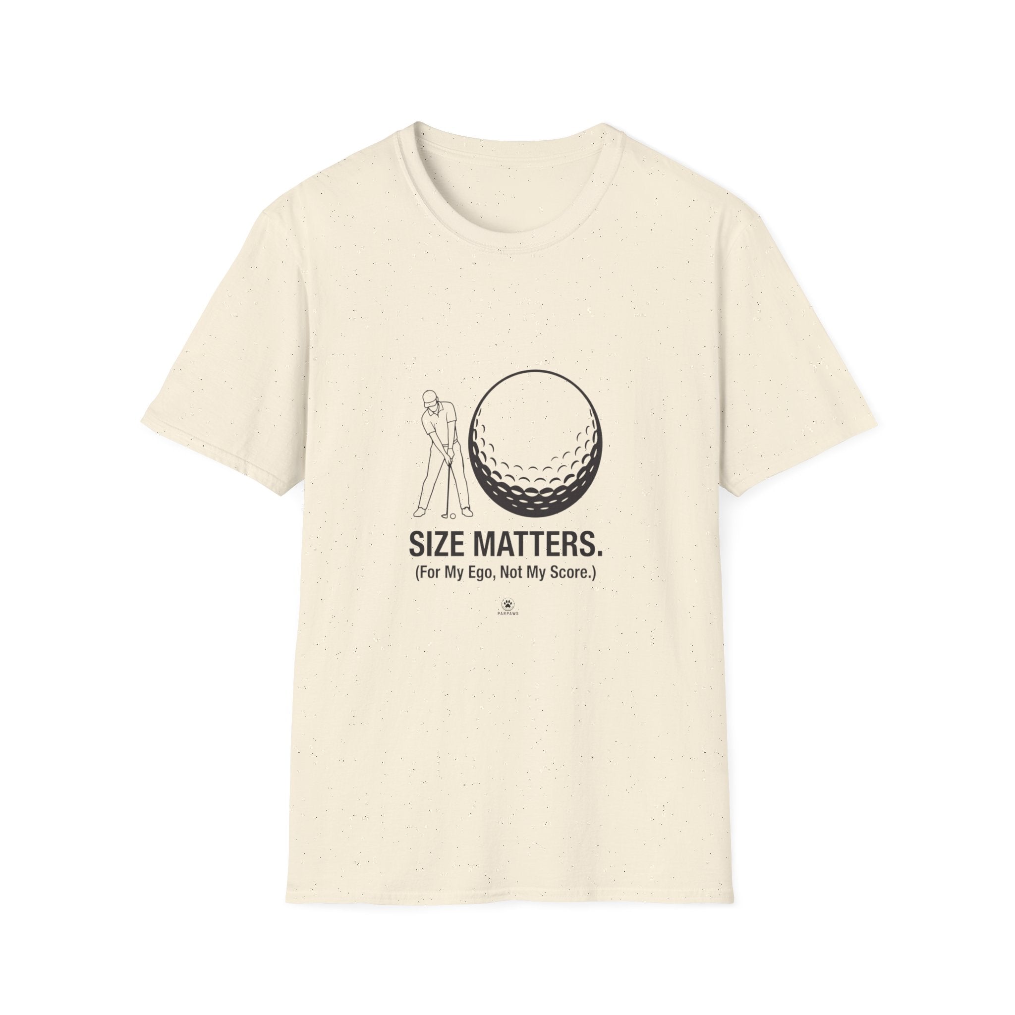 Golf T-Shirt — 'Size Matters' Funny Golf Ball Design, Golfer Gift