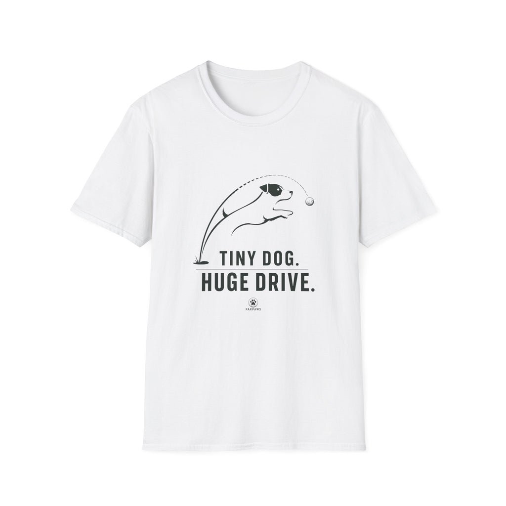 Dog T-Shirt — "Tiny Dog. Huge Drive." Cute Agility Puppy Graphic Tee