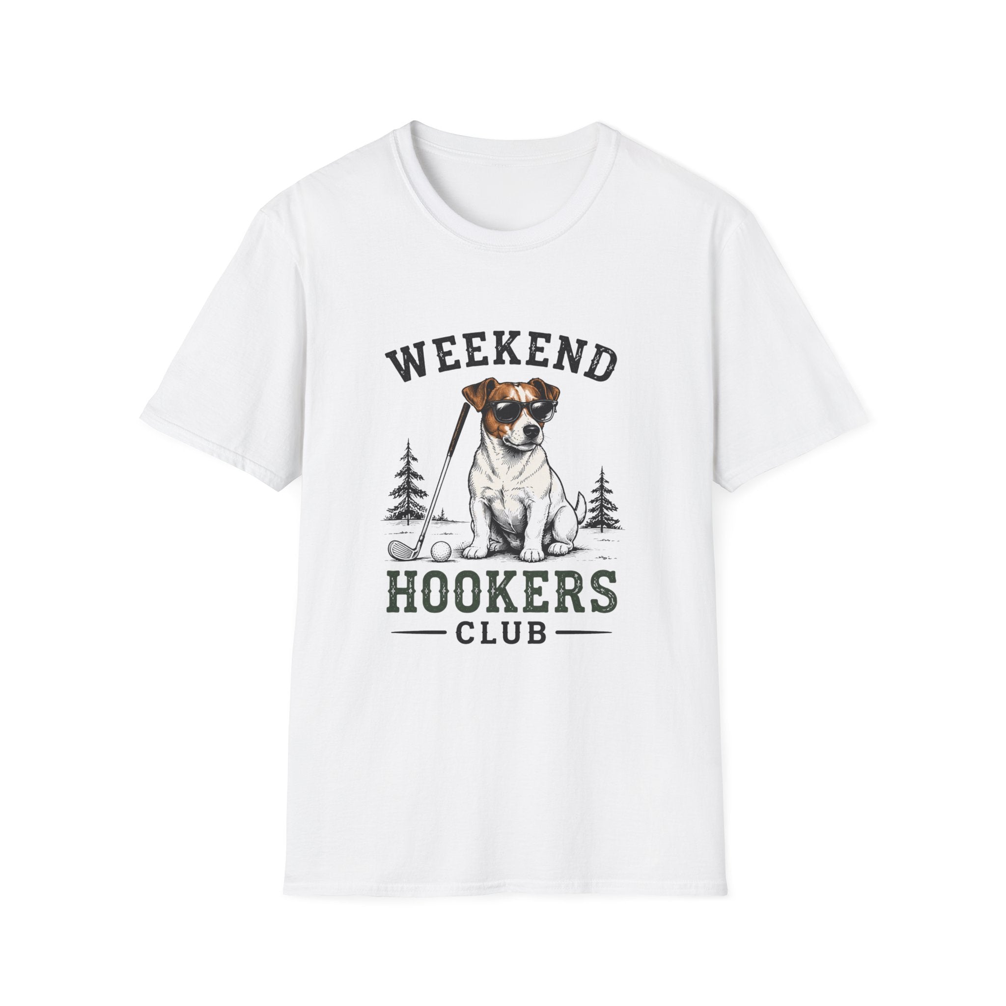 Weekend Hookers Club T-Shirt — Jack Russell Dog Fishing Graphic Tee