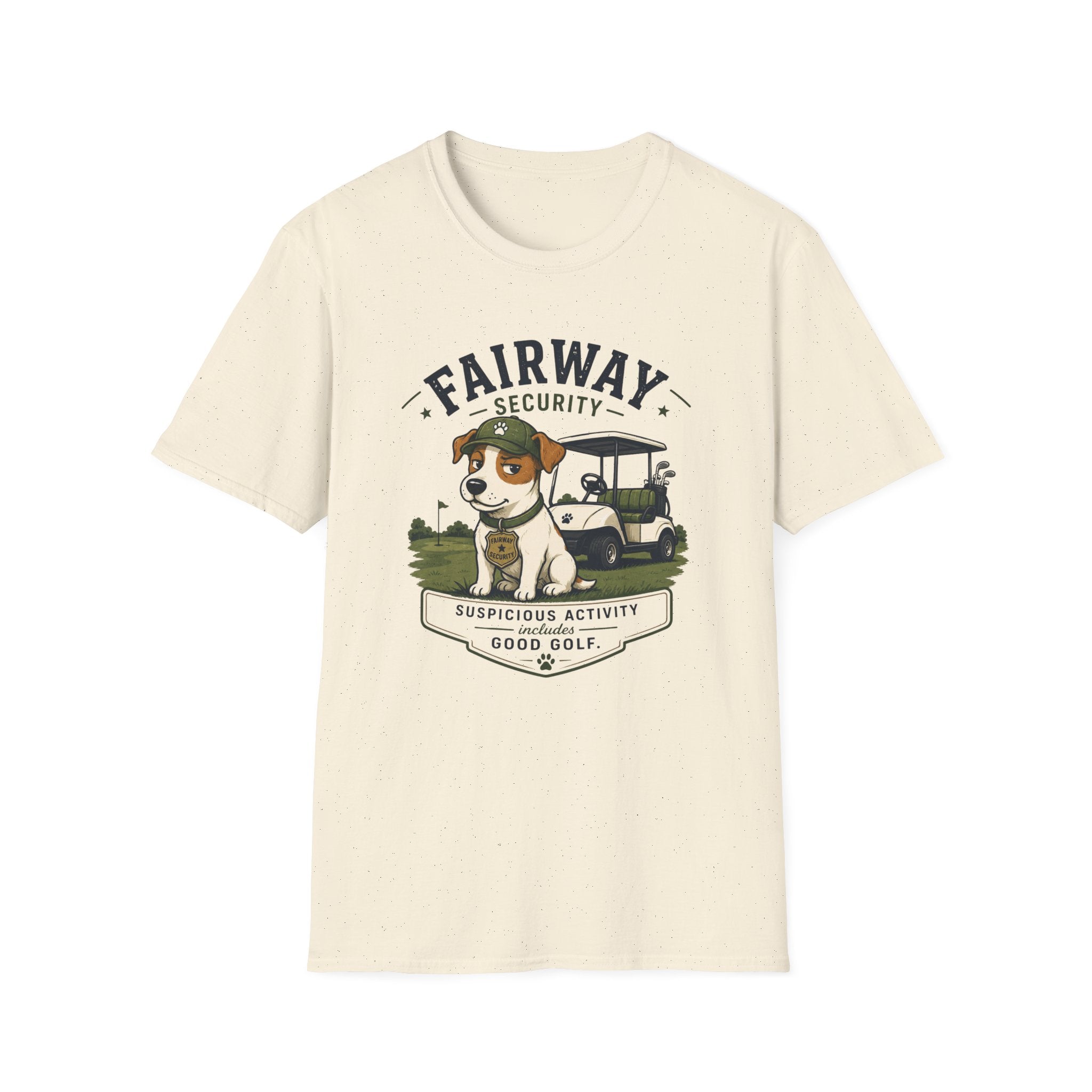Golf Course Dog T-Shirt — "Fairway Security" Caddy Pup Graphic Tee