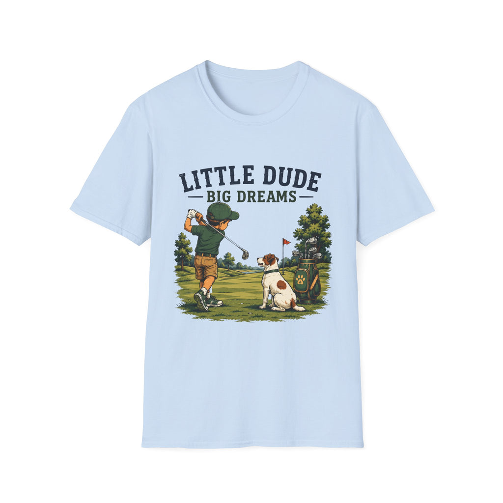 Little Dude Big Dreams T-Shirt — Kids Golf Vintage Design