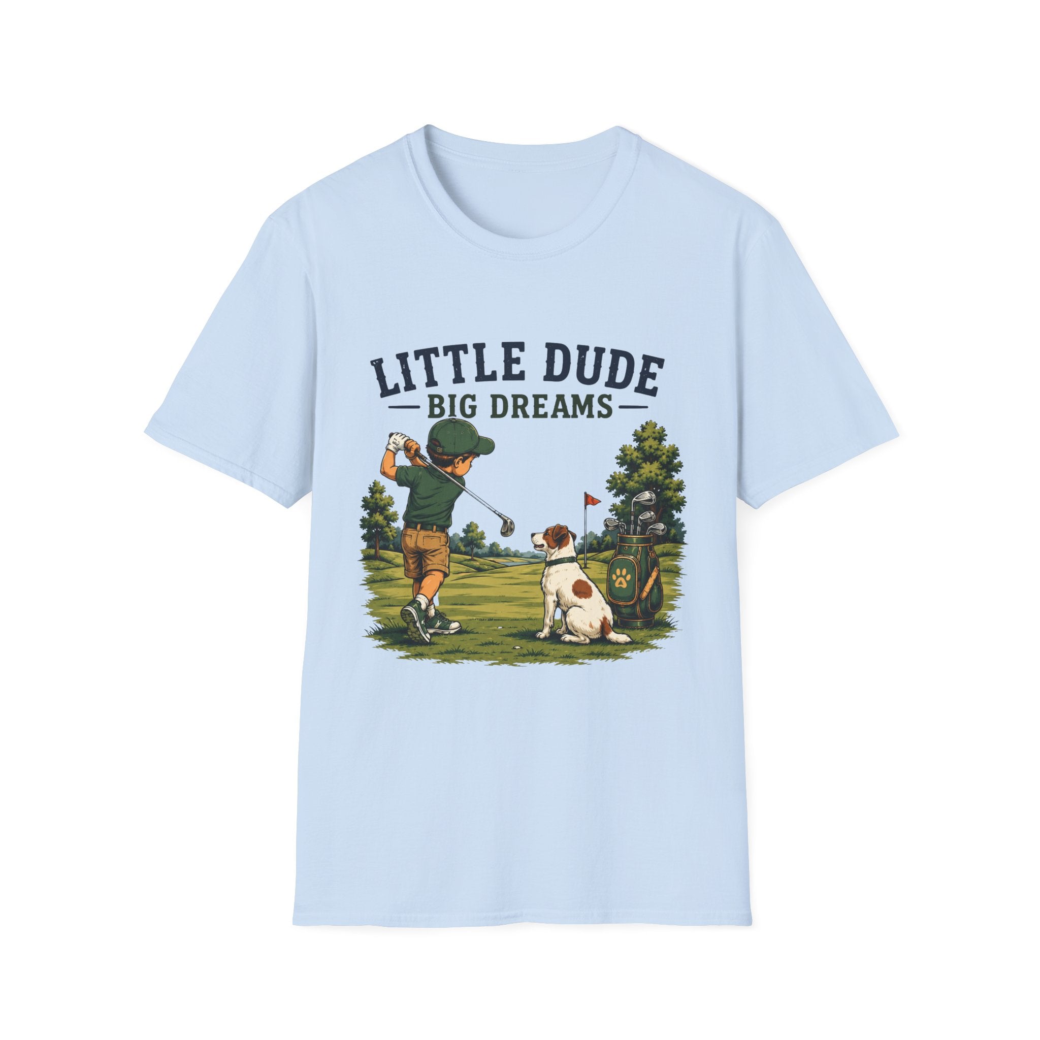 Little Dude Big Dreams T-Shirt — Kids Golf Vintage Design