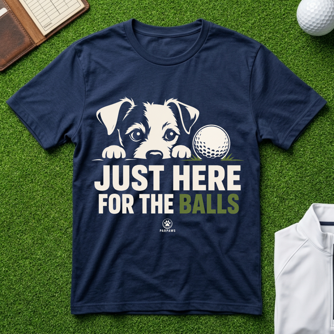 Dog and Golf Ball T-Shirt — "Ball Obsessed" Cute Puppy Golf Tee